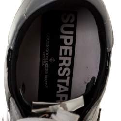 Pre Owned Golden Goose Black Patent And Grey Leather Hi Star Sneakers Size 35