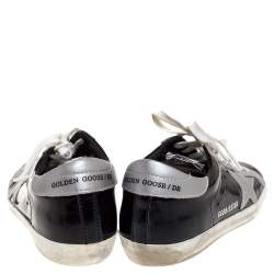 Pre Owned Golden Goose Black Patent And Grey Leather Hi Star Sneakers Size 35