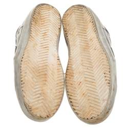 Pre Owned Golden Goose Black Patent And Grey Leather Hi Star Sneakers Size 35