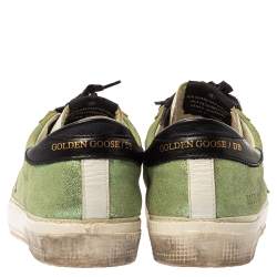Pre Owned Golden Goose Green Shimmer fabric Superstar Sneakers Size 37