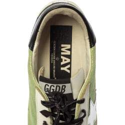 Pre Owned Golden Goose Green Shimmer fabric Superstar Sneakers Size 37