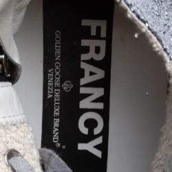 Pre Owned Golden Goose Silver/Grey Glitter And Suede High Top Sneakers Size 36