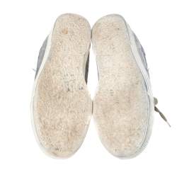 Pre Owned Golden Goose Silver/White Leather Star Applique Low Top Sneakers Size 39