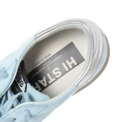Pre Owned Golden Goose Light Blue/Silver Leather Hi Star Sneakers Size 38