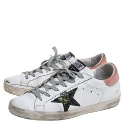 Pre Owned Golden Goose Leather And Suede High Star White Sneakers Size 38