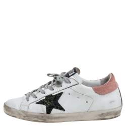 Pre Owned Golden Goose Leather And Suede High Star White Sneakers Size 38