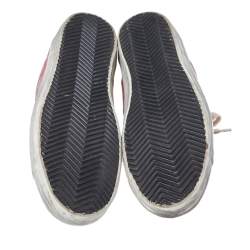 Pre Owned Golden Goose Pink Denim And Metallic Silver Star Applique Low Top Sneakers Size 38