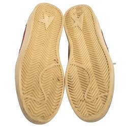 Pre Owned Golden Goose Burgundy Suede Leather And Glitter Ball Star Lace Up Sneakers Size 40