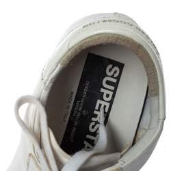 Pre Owned Golden Goose White Leather Superstar Lace Up Sneakers Size 40