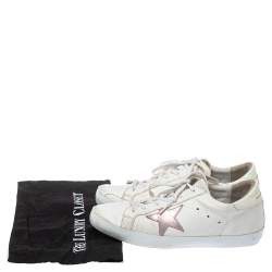 Pre Owned Golden Goose White Leather Superstar Lace Up Sneakers Size 40