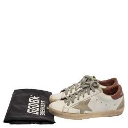 Pre Owned Golden Goose White Leather Superstar Low-Top Sneakers Size 35