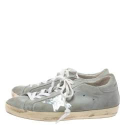 Pre Owned Golden Goose Grey Suede Leather Superstar Low Top  Sneakers Size 36 