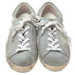 Pre Owned Golden Goose Grey Suede Leather Superstar Low Top  Sneakers Size 36 