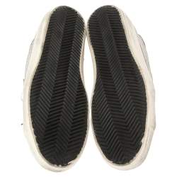 Pre Owned Golden Goose Silver/White Glitter And Suede SuperStar Sneakers Size 41