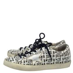 Pre Owned Golden Goose White Printed Leather Superstar Sneakers Size 38