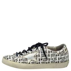 Pre Owned Golden Goose White Printed Leather Superstar Sneakers Size 38