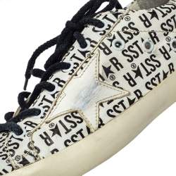 Pre Owned Golden Goose White Printed Leather Superstar Sneakers Size 38
