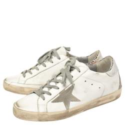 Pre Owned Golden Goose White Leather Superstar Low Top Sneakers Size 38