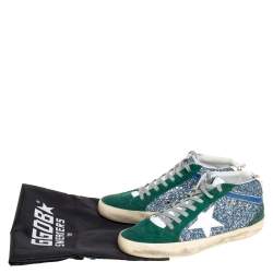 Pre Owned Golden Goose Tricolor Glitter and Suede Mid Star High Top Sneakers Size 39