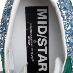Pre Owned Golden Goose Tricolor Glitter and Suede Mid Star High Top Sneakers Size 39