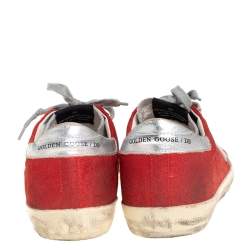 Pre Owned Golden Goose Red Suede Superstar Low Top Sneakers Size 39