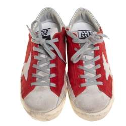Pre Owned Golden Goose Red Suede Superstar Low Top Sneakers Size 39