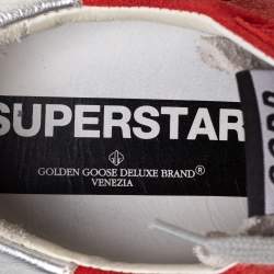 Pre Owned Golden Goose Red Suede Superstar Low Top Sneakers Size 39