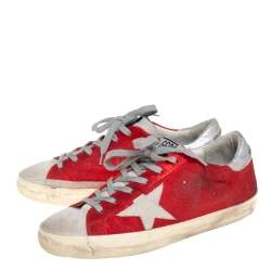 Pre Owned Golden Goose Red Suede Superstar Low Top Sneakers Size 39