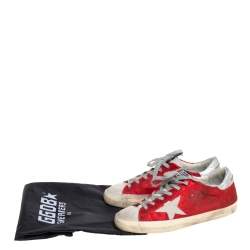 Pre Owned Golden Goose Red Suede Superstar Low Top Sneakers Size 39