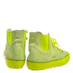 Pre Owned Golden Goose Neon Green V Star Dip High Top Sneakers Size 39