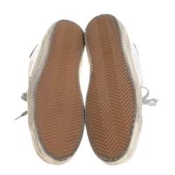 Pre Owned Golden Goose White Leather Superstar Lace Up Sneakers Size 39