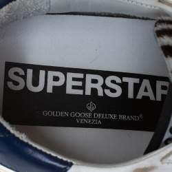 Pre Owned Golden Goose White Leather Superstar Lace Up Sneakers Size 39