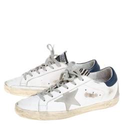 Pre Owned Golden Goose White Leather Superstar Lace Up Sneakers Size 39