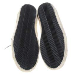 Pre Owned Golden Goose White/Silver Leather And Glitter Superstar Lace Up Sneakers Size 40