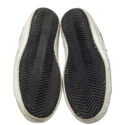 Pre Owned Golden Goose Silver Glitter And Suede Superstar Sneakers Size 39