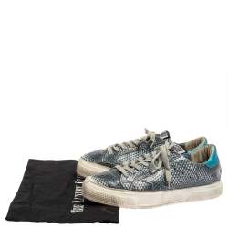 Golden Goose Metallic Blue Snake Embossed Leather Sneakers Size 37