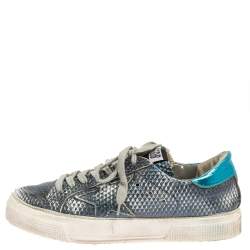 Golden Goose Metallic Blue Snake Embossed Leather Sneakers Size 37