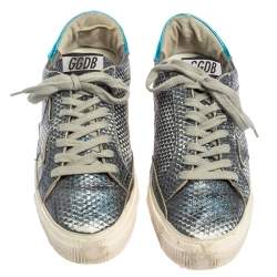 Golden Goose Metallic Blue Snake Embossed Leather Sneakers Size 37