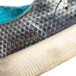 Golden Goose Metallic Blue Snake Embossed Leather Sneakers Size 37