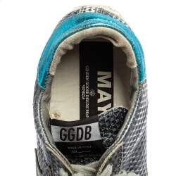 Golden Goose Metallic Blue Snake Embossed Leather Sneakers Size 37