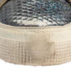Golden Goose Metallic Blue Snake Embossed Leather Sneakers Size 37