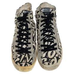 Pre Owned Golden Goose Beige/Black Printed Canvas Francy High Top Sneakers Size 42