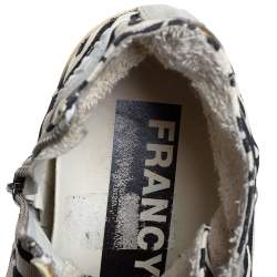 Pre Owned Golden Goose Beige/Black Printed Canvas Francy High Top Sneakers Size 42