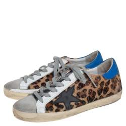 Pre Owned Golden Goose Multicolor Leopard Print Fur And Leather Sneakers Size 37