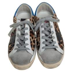 Pre Owned Golden Goose Multicolor Leopard Print Fur And Leather Sneakers Size 37