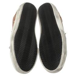 Pre Owned Golden Goose Rose Gold Glitter and Leather Superstar Sneakers Size 40