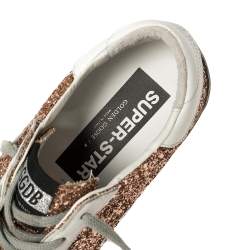 Pre Owned Golden Goose Rose Gold Glitter and Leather Superstar Sneakers Size 40