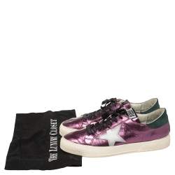 Pre Owned Golden Goose Metallic Purple Leather May Low Top Sneakers Size 38
