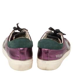 Pre Owned Golden Goose Metallic Purple Leather May Low Top Sneakers Size 38
