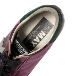 Pre Owned Golden Goose Metallic Purple Leather May Low Top Sneakers Size 38